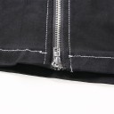 Abito mini nero da donna con spalline e catene Due cerniere davanti Cintura con anelli metallici Cuciture bianche a contrasto Poliestere con cotone 4