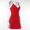 Abito rosso da donna con zip 2