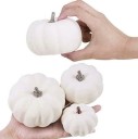 Abóboras decorativas brancas em espuma 6 pcs para decoração de outono da mesa Forma estriada com pé Diferentes tamanhos de 8 x 6,5 cm a 13 x 14 cm 2