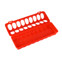 Abreuvoir pour volaille avec 18 ouvertures pour un aliment facile 30 x 10 cm récipient en plastique pour grains orange pour poules, poussins et cailles 2