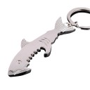 Abridor de garrafas em forma de tubarão com argola prateada para chaves Chaveiro de metal Presente original Utensílio prático para cerveja 1