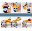 Abridor multifuncional amarelo para frascos, garrafas e latas 4 em 1 Acessório para conservas, bebidas, cerveja e latas Com pega antiderrapante 4