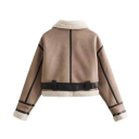 Abrigo de invierno para mujer Cierre con cremallera Cuello de felpa Cinturón en la cintura Fabricación en poliéster Abrigo elegante y cálido para invierno Abrigo estiloso para épocas frías 2