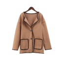 Abrigo de primavera para mujer con botones y ribete negro 3