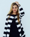 Abrigo de rayas para mujer - Blanco y negro 2