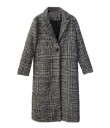 Abrigo largo de cuadros para mujer - Gris 1