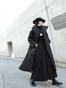 Abrigo largo de invierno para mujer, color negro. 3