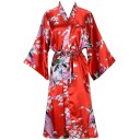 Accappatoio da Donna con Motivo Floreale Accappatoio leggero ed elegante in imitazione seta Chiusura in vita con cordoncino Poliestere morbido ed effetto seta per il comfort domestico 8