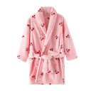 Accappatoio in peluche per bambini unisex con chiusura a cordoncino Accappatoio rosa per bambini con motivi di ciliegie in cotone e poliestere 1