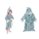 Accappatoio per bambini unisex in pile con cappuccio e chiusura con cordino in cotone blu con motivo di squalo accappatoio morbido e caldo 2