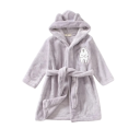 Accappatoio per bambini unisex in pile con chiusura a cordino in poliestere e cotone in tinta unita con stampa di orso Accappatoio morbido 7