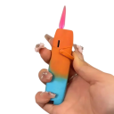 Accendino a getto in metallo ricaricabile a butano fiamma rosa accendino resistente al vento con serbatoio del combustibile visibile arcobaleno 3