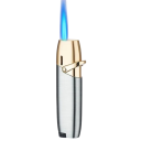Accendino a getto in metallo ricaricabile a gas butano Fiamma blu Accendino resistente al vento con serbatoio del combustibile visibile monocolore 5