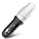 Accessoire de massage vibrant rotatif et aspirant pour hommes avec picots, 10 modes de stimulation, tête en silicone transparente et étanche, et emballage discret 2