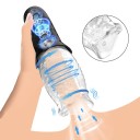 Accessoire de massage vibrant rotatif et aspirant pour hommes avec picots, 10 modes de stimulation, tête en silicone transparente et étanche, et emballage discret 4