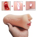 Accessoire de masturbation 3 en 1 réaliste en silicone doux avec bouche, vagin et anus pour un plaisir intense avec simulation fidèle emballage 3