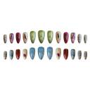 Acessório estiloso para manicure em forma de amêndoa 25,6–18,3 mm 12 tamanhos 24 unhas falsas brilhantes com padrões adoráveis 3