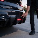 Achterbumperdiffuser Sport met 4 vinnen en een middenlicht van ABS kunststof, zwart, voor Audi A4 B9 Standard, S-Line en S4 Sedan 2017–2019 2