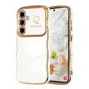 Achtercover met gouden golvende rand voor Samsung Galaxy A36 Hartjes aan de zijkant Beschermend Bescherming van de camera 3,5 mm en scherm 10