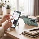 Achtercover voor Samsung Galaxy S25 FE Draaiende standaard 360 graden Compatibel met draadloos opladen Koolstof Polycarbonaat en TPU 15