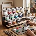 Acrylic Paints in Pouches Set of 12 Screw Cap 100 ml Bright Shades for Artists For Canvas Wood and Stone Crafting and DIY Projects 9