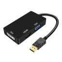 Adaptador 3 em 1 DisplayPort macho para HDMI VGA DVI fêmea Conversor Saída de Vídeo 1080p Para monitor, projetor e placa gráfica 3