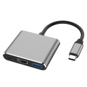 Adaptador 3 em 1 USB-C para HDMI USB 3.0 e USB-C para ligação de monitor ou televisão Resolução até 4K Transferência de dados até 5 2