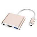 Adaptador 3 em 1 USB-C para HDMI USB 3.0 e USB-C para ligação de monitor ou televisão Resolução até 4K Transferência de dados até 5 3