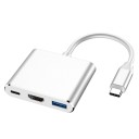 Adaptador 3 em 1 USB-C para HDMI USB 3.0 e USB-C para ligação de monitor ou televisão Resolução até 4K Transferência de dados até 5 1
