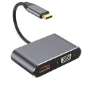 Adaptador 4 em 1 USB-C para HDMI, VGA, USB 3.0 e USB-C para monitor ou projetor Resolução HDMI até 4K e VGA até 1080p Corpo em alumínio Cabo de 15 cm 1