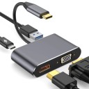 Adaptador 4 em 1 USB-C para HDMI, VGA, USB 3.0 e USB-C para monitor ou projetor Resolução HDMI até 4K e VGA até 1080p Corpo em alumínio Cabo de 15 cm 2