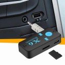 Adaptador bluetooth 4.1 sem fios para carro com jack AUX 3,5 mm Função hands-free Controlo de reprodução de música Slot para cartão micro SD Alcance 3