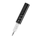 Adaptador de áudio Bluetooth 5.0 para carro com conector jack de 3,5 mm Botões para controlar música e chamadas Bateria de 100 mAh com duração de 4 a 1