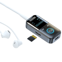 Adaptador de áudio Bluetooth 5.4 2 em 1 Receptor Transmissor AUX 3,5 mm Tipo-C ecrã LED cartão TF Auto Auriculares Altifalante HiFi Sem Fios 10 m 200 mAh 5