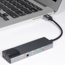 Adaptador de áudio USB externo 6 em 1 com saída óptica de alumínio para notebook Microfone Auscultadores Saída Estéreo Conversor Multicanal 4