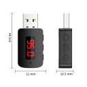 Adaptador de carro Bluetooth 5.4 FM transmissor e receptor USB chamadas em modo mãos-livres adaptador de áudio sem fios mini pausa reprodução recepção de chamadas 2