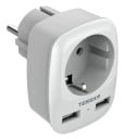 Adaptador de tomada com tomada passante e 2x USB Alimentação de aparelhos e carregamento via USB simultaneamente Plugue tipo E Tomada tipo F 4000 W 16 1