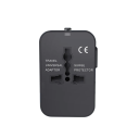 Adaptador de viagem universal da UE com ficha e tomada da UE, portas USB A, adaptador de alimentação AC com proteção, tampa de segurança e bloqueio 2