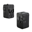 Adaptador de viagem universal da UE com ficha e tomada da UE, portas USB A, adaptador de alimentação AC com proteção, tampa de segurança e bloqueio 3