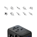 Adaptador de viaje universal con salida USB y USB-C, CA/CC, UE, Reino Unido, EE. UU., AUS, cargador de 2500 W y 100-250 V 5