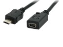 Adaptador entre Mini USB y Micro USB con cable de 14 cm Adaptador negro con conectores macho y hembra Para conectar un cable a un dispositivo 2