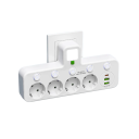 Adaptador EU com 5 tomadas 5AC 2x USB A e USB C 2500W 10A Luz nocturna Interruptor com luz indicadora Tomada de escritório 110–250V 7