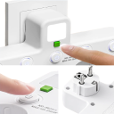 Adaptador EU com 5 tomadas 5AC 2x USB A e USB C 2500W 10A Luz nocturna Interruptor com luz indicadora Tomada de escritório 110–250V 4