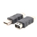 Adaptador IEEE 6 pinos fêmea para USB macho Redução compacta sem fio com conectores metálicos Acabamento preto Dimensões 5,3 x 1,8 x 1 cm 2