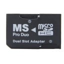 Adaptador MS Pro Duo para dos tarjetas Micro SD y Micro SDHC Reducción de tarjetas de memoria para dispositivos con ranura MS Pro Duo Ranuras 5