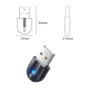 Adaptador USB Bluetooth 5.3 para PC e notebook com alcance de 10 m Receptor e transmissor Áudio AUX Conexão de 5 dispositivos Controladores de jogos 3