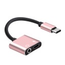 Adaptador USB-C a jack de 3,5 mm y USB-C para carga simultánea y escucha de música a través de auriculares Cable corto Longitud 12 cm 2