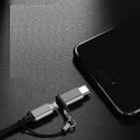 Adaptador USB-C a Micro USB Reducción para conectar un cable Micro USB a un teléfono con puerto USB-C Cuerpo de aleación de aluminio Lazo 5