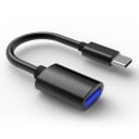 Adaptador USB-C a USB 3.0 con cable flexible corto para teléfono y portátil Extremos de aleación de aluminio Cubierta estriada Longitud 14 cm 5