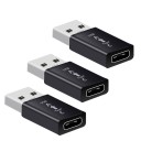 Adaptador USB-C fêmea para USB-A 3.0 macho Conjunto de 3 unidades Para conectar um cabo USB-C a uma porta USB-A Transferência de dados de até 5 3